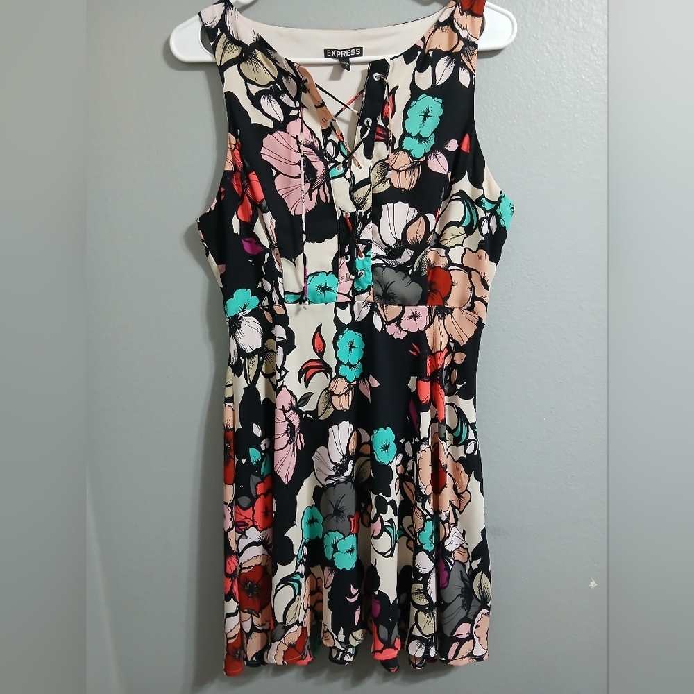 Express Multicolor Floral Mini Dress‎